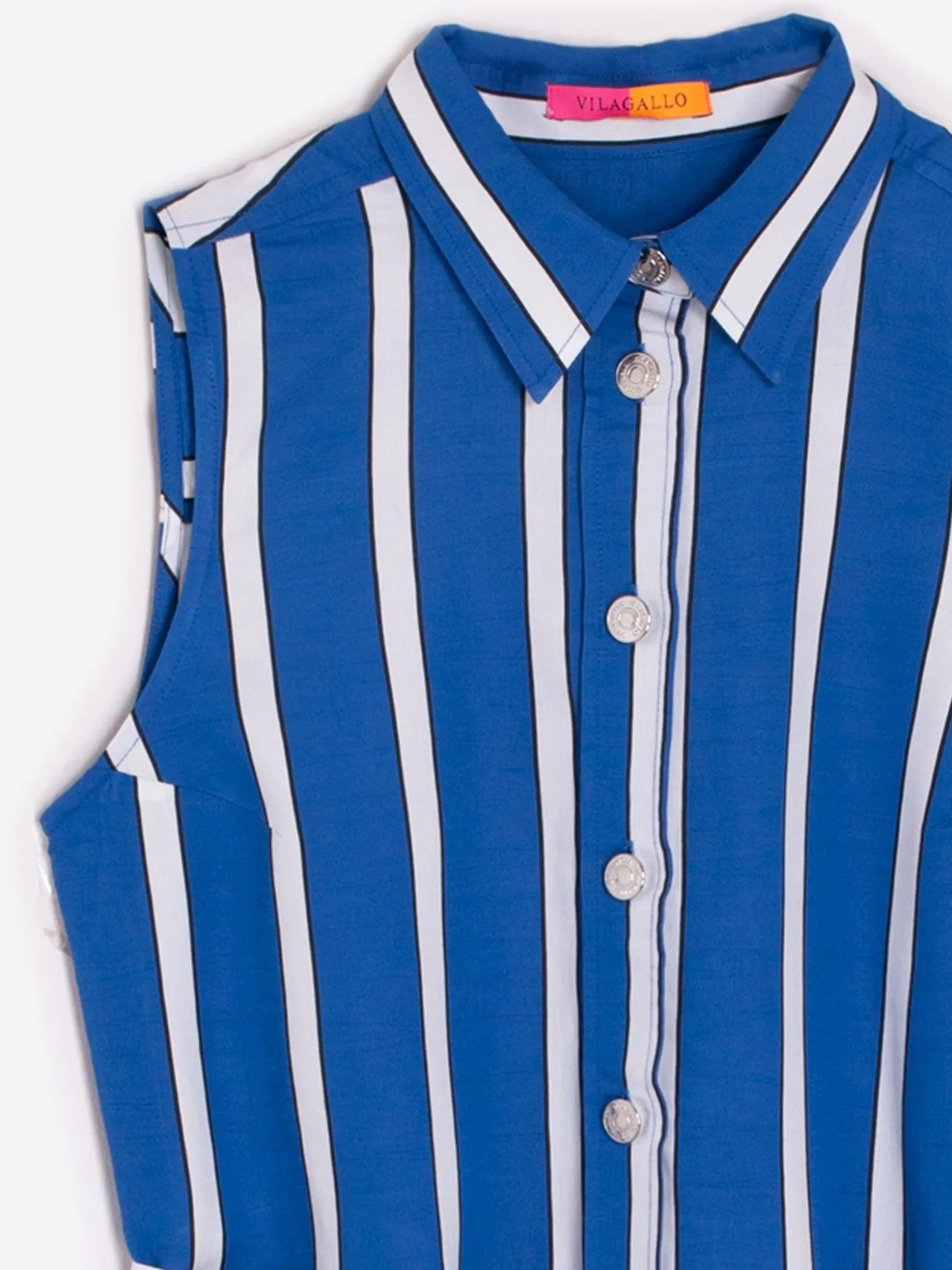 Vilagallo Vestido Livia Ecru Blue Stripes Cheap