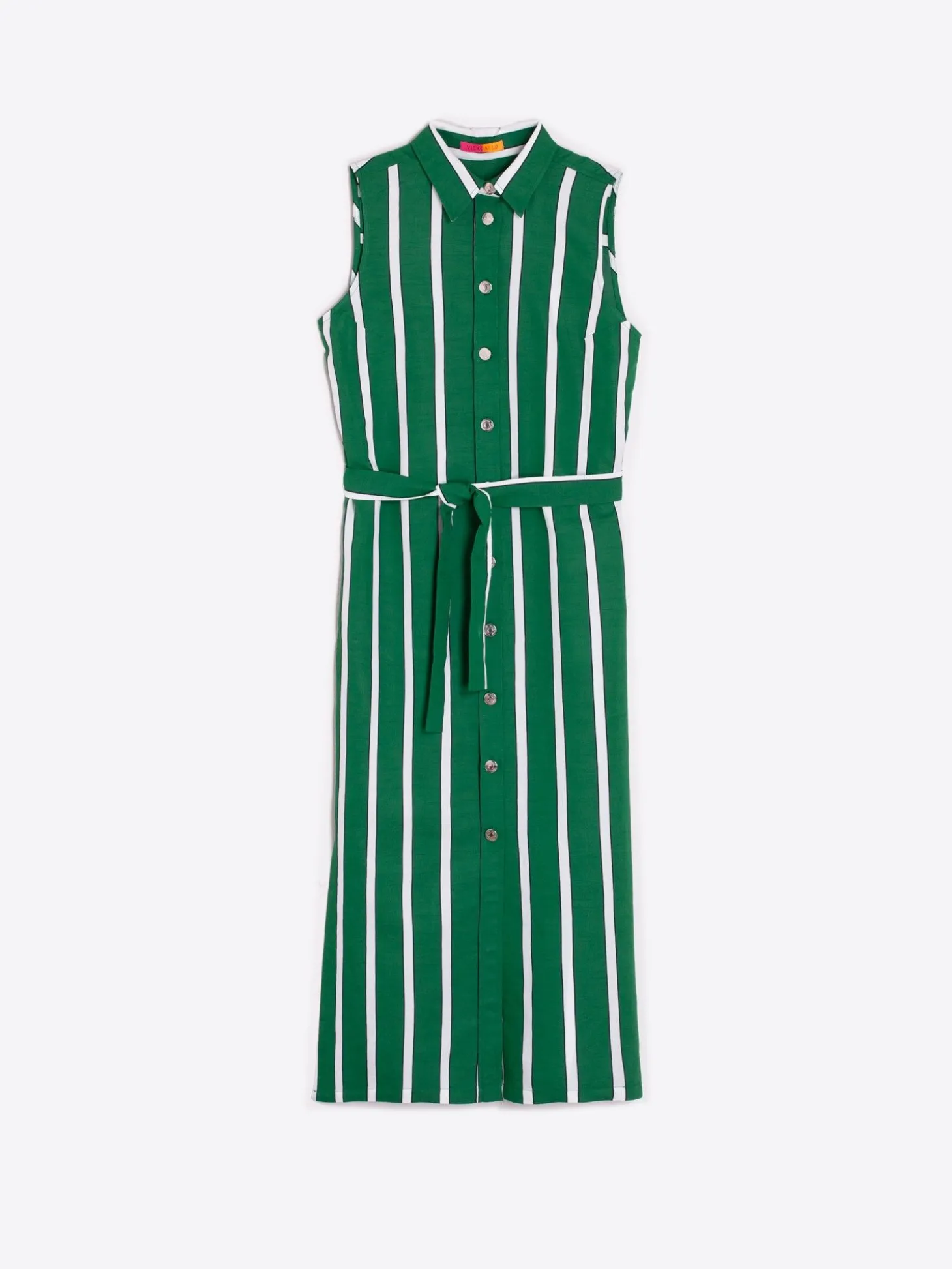 Vilagallo Vestido Livia Ecru Green Stripes Fashion