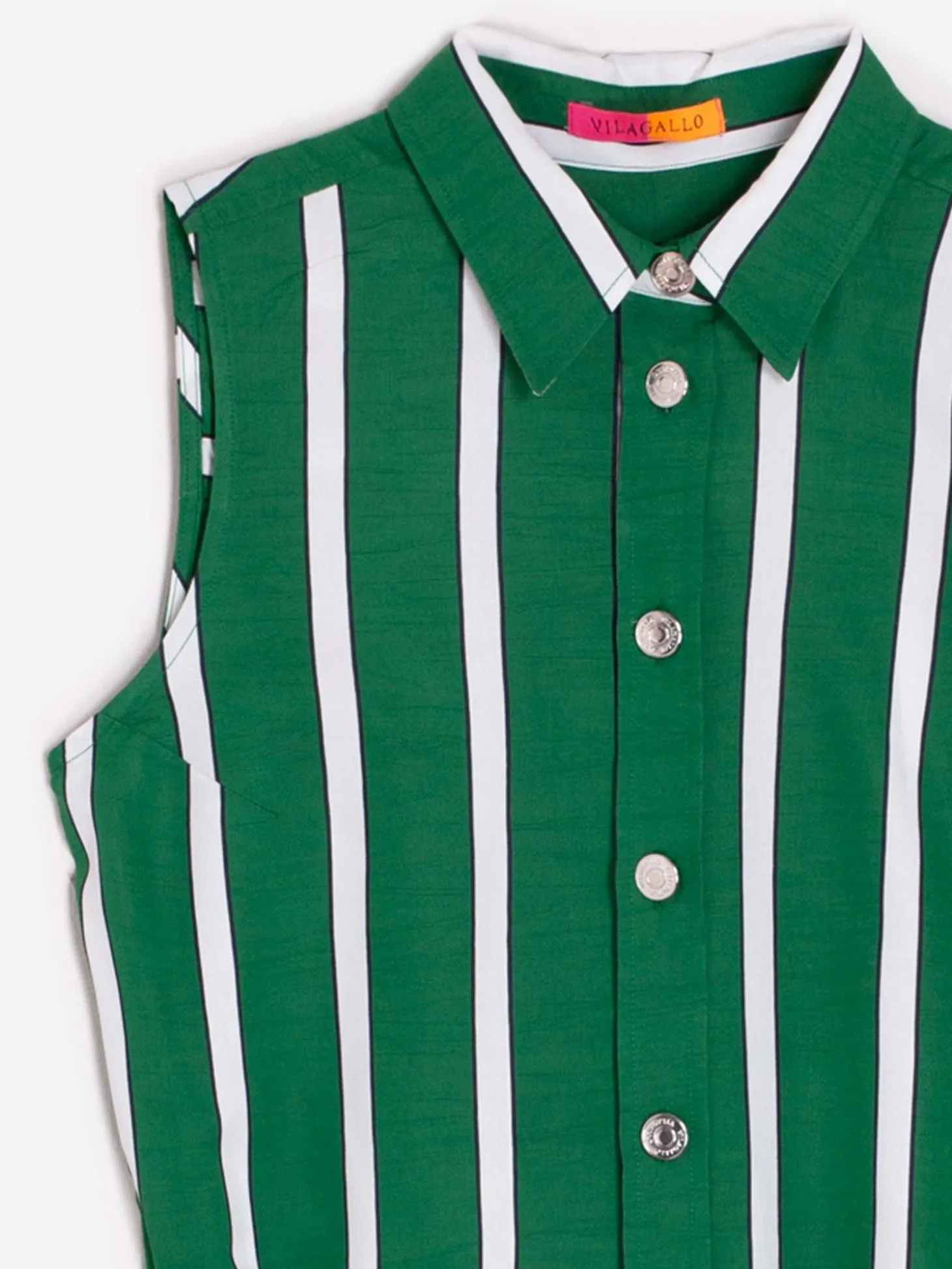 Vilagallo Vestido Livia Ecru Green Stripes Fashion