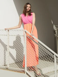 Vilagallo Vestido Lucia Orange Fluor Georgette Hot