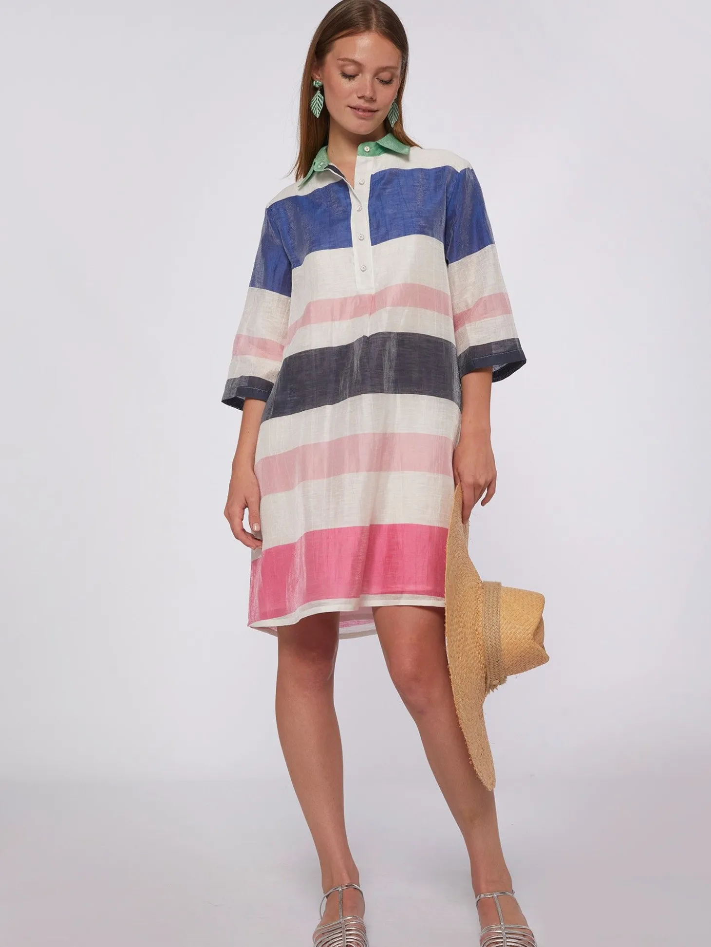 Vilagallo Vestido Maxi Rayas Lino Flash Sale