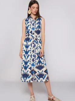 Vilagallo Vestido Midi Estampado Ikat Azul Best