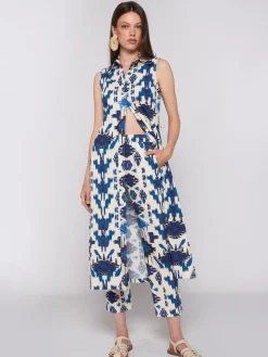 Vilagallo Vestido Midi Estampado Ikat Azul Best