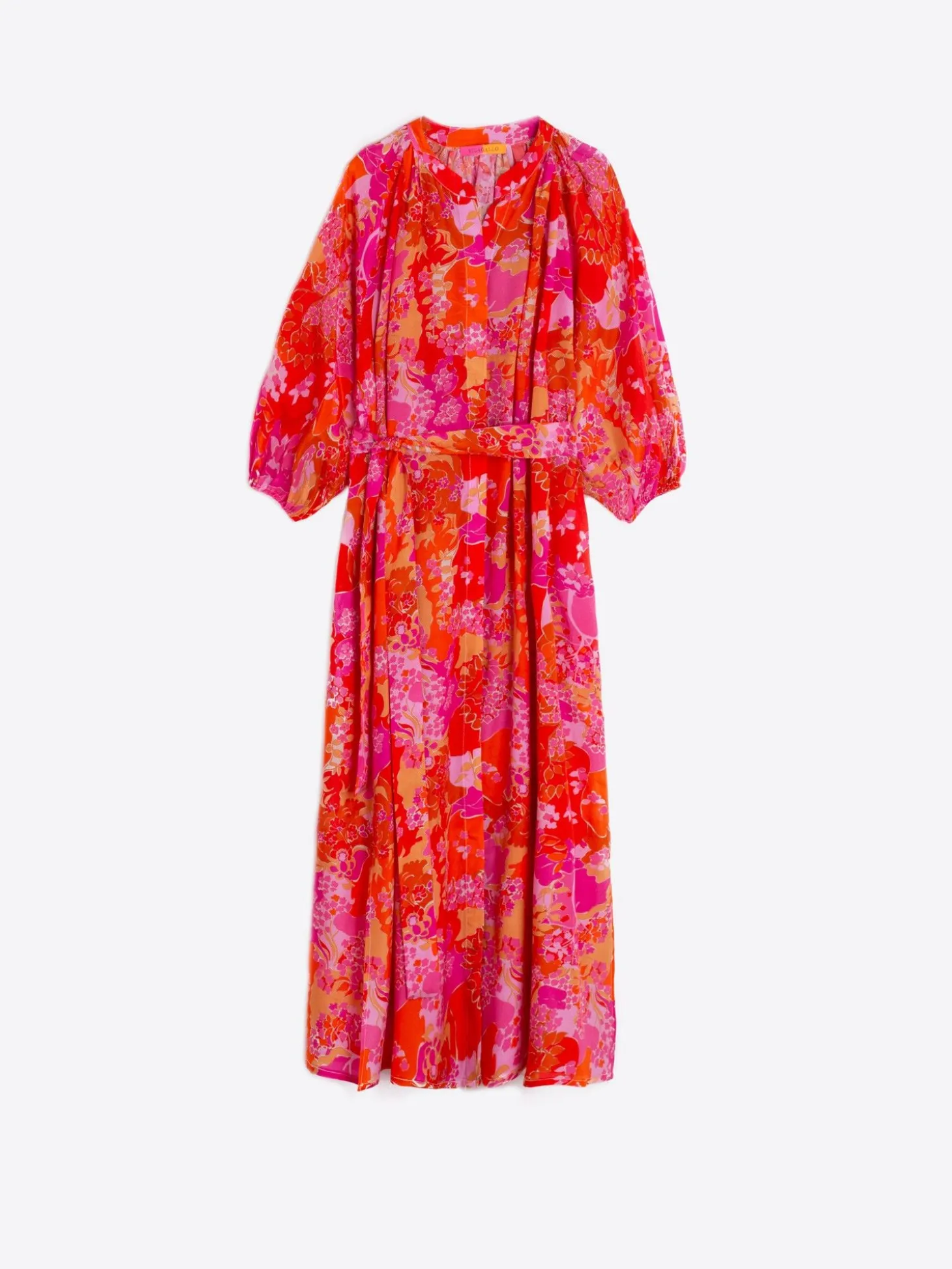 Vilagallo Vestido Midi Manga Abullonada Estampado Pink Blossom Cheap