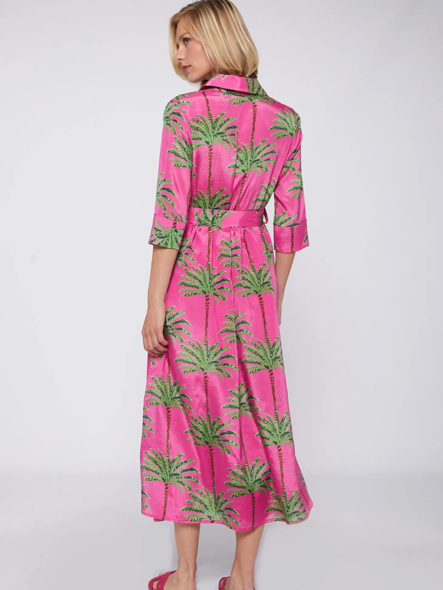Vilagallo Vestido Natalia Pink Palm Tree Online