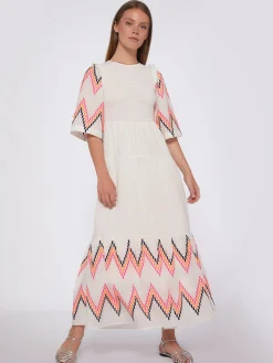 Vilagallo Vestido Nido De Abeja Bordado Zig-Zag Sale