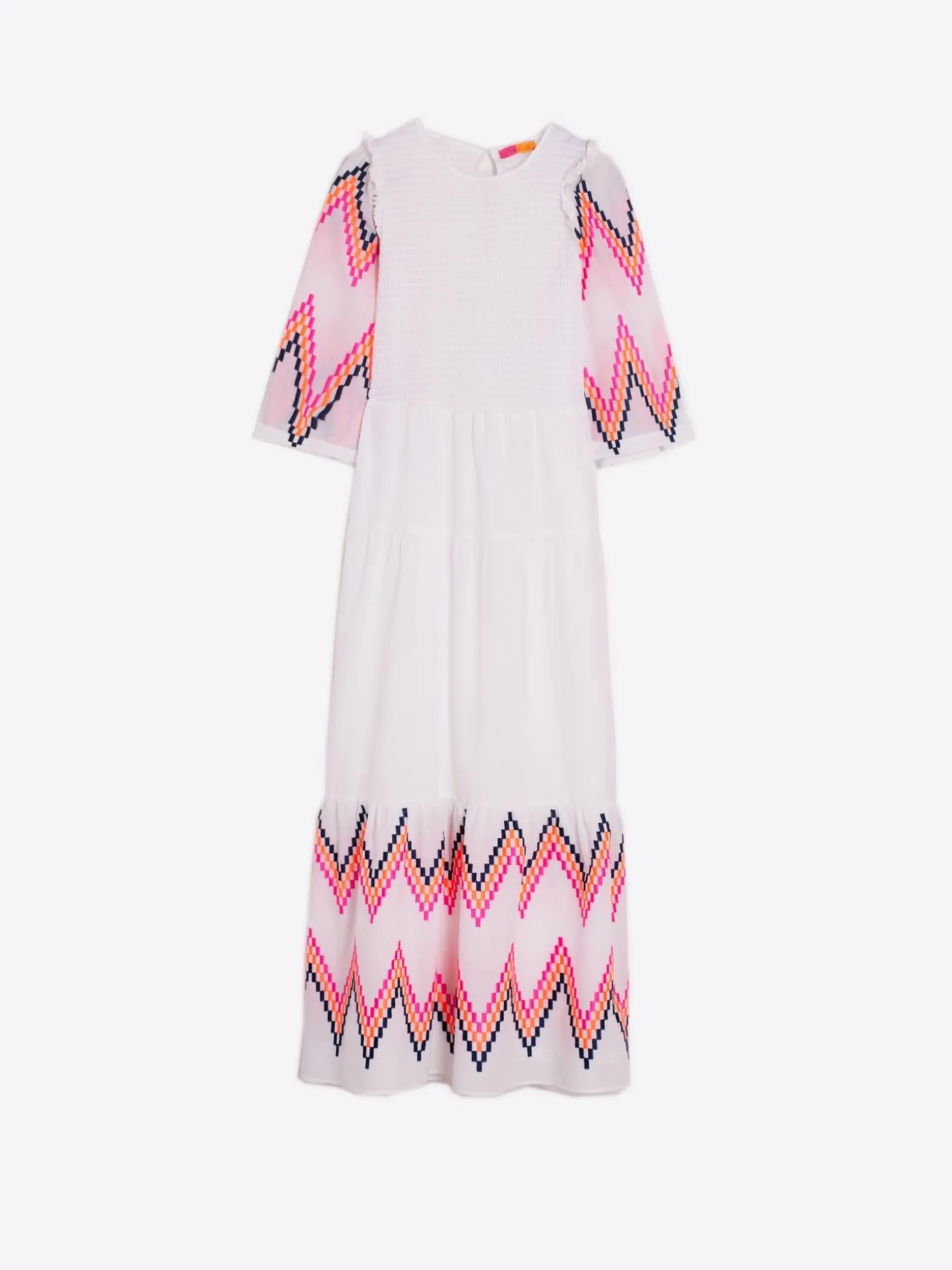Vilagallo Vestido Nido De Abeja Bordado Zig-Zag Sale