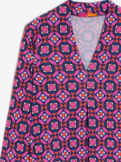 Vilagallo Vestido Noam Geometric Pink Navy Cheap