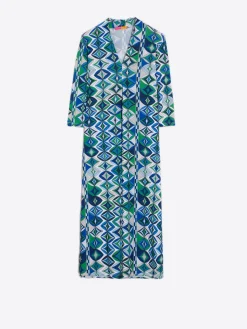 Vilagallo Vestido Noam Green Geometric Knit Print Flash Sale