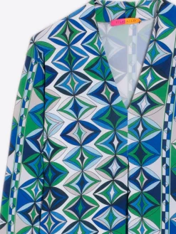 Vilagallo Vestido Noam Green Geometric Knit Print Flash Sale