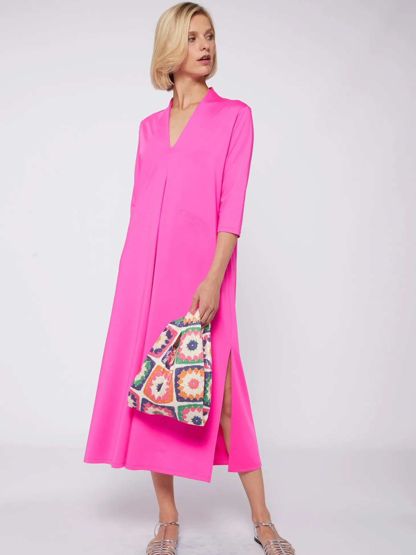 Vilagallo Vestido Punto Elastico Rosa Fluor Shop