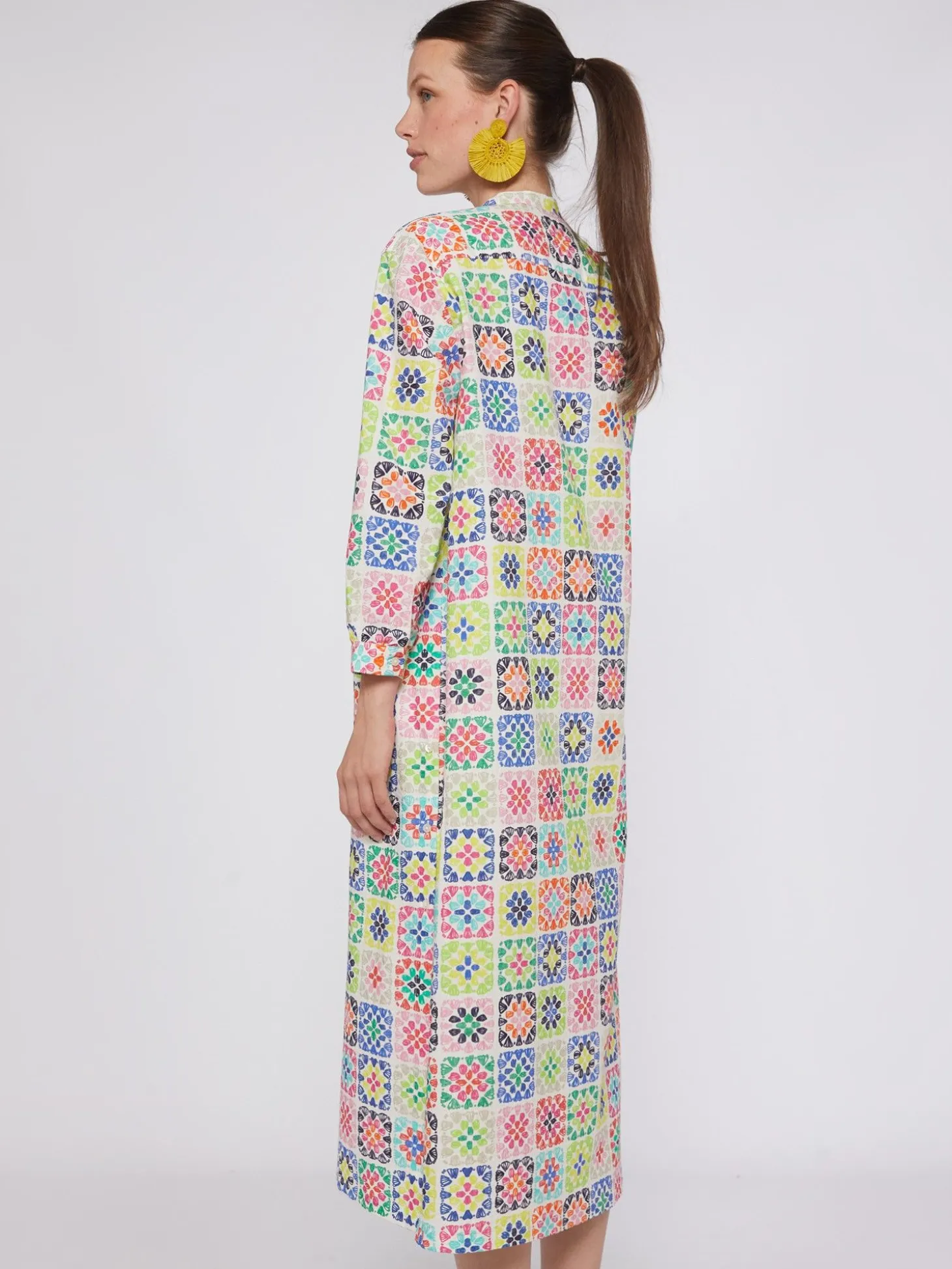 Vilagallo Vestido Seersucker Estampado Crochet Best Sale