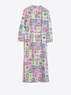 Vilagallo Vestido Seersucker Estampado Crochet Best Sale