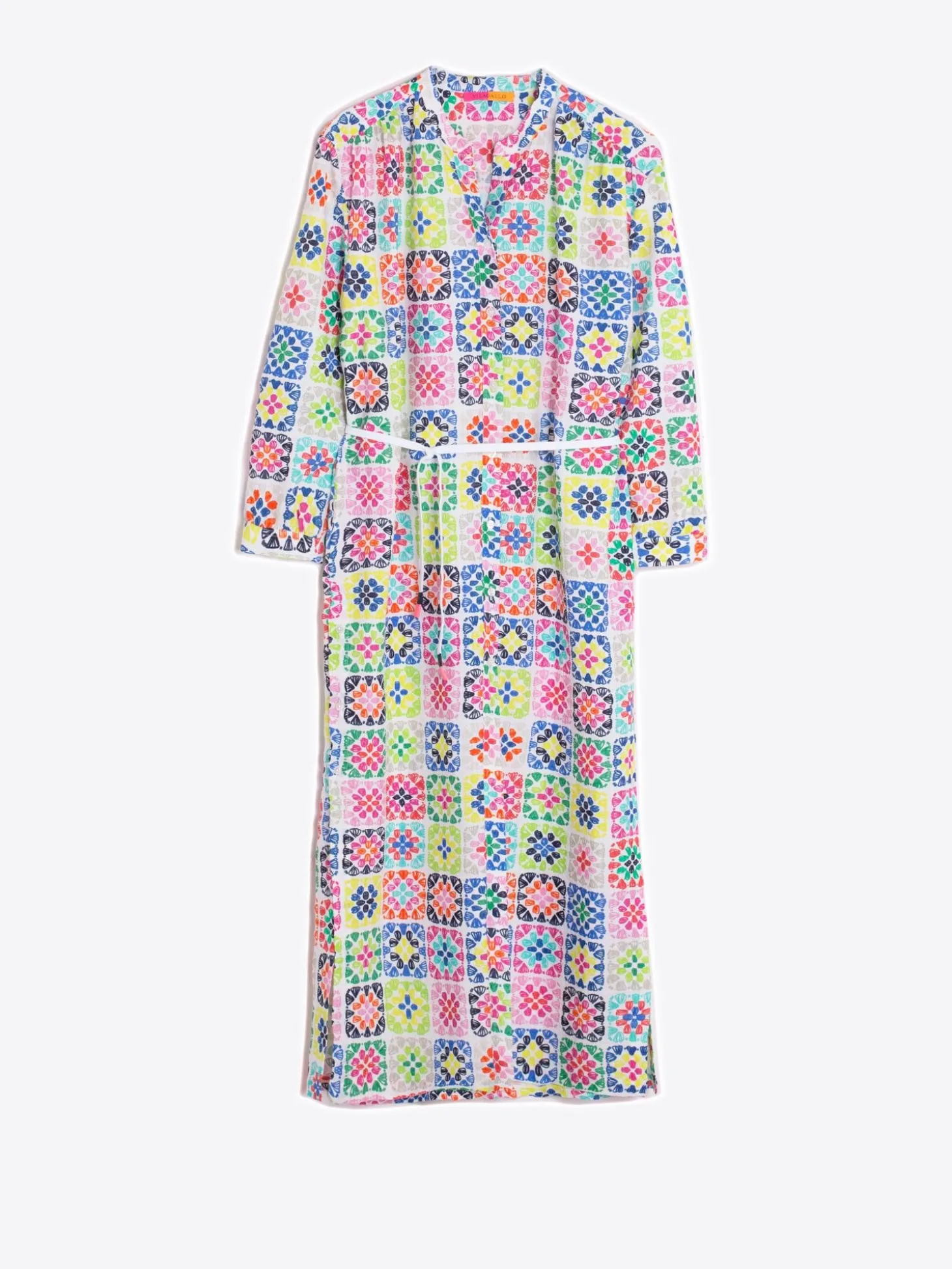 Vilagallo Vestido Seersucker Estampado Crochet Best Sale