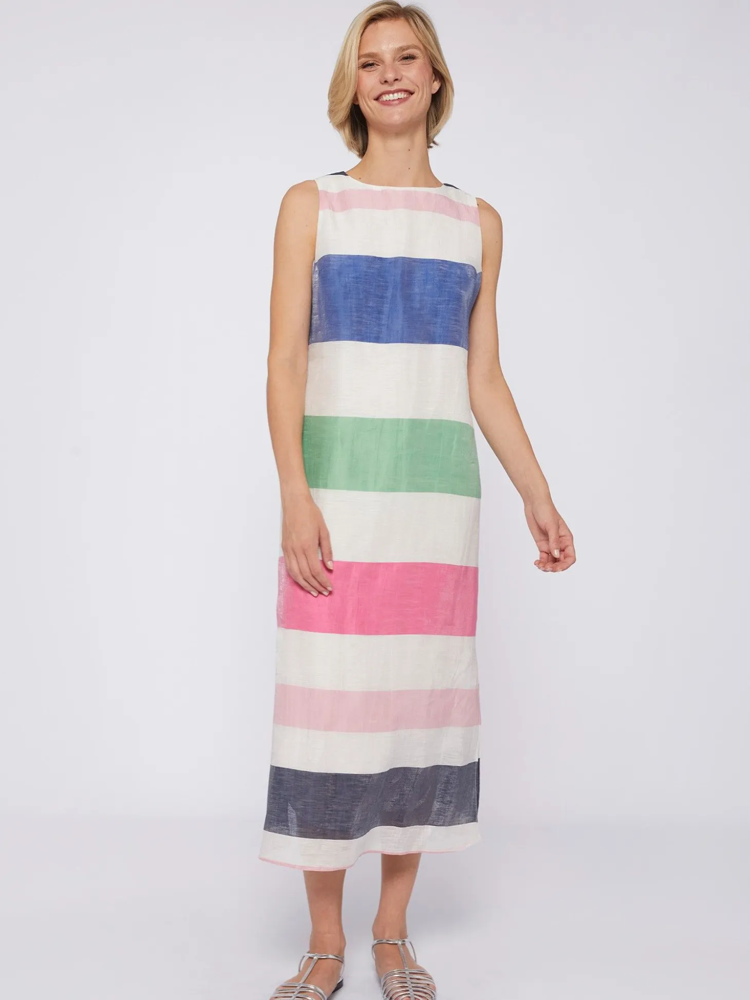 Vilagallo Vestido Tirantes Lino Maxi Rayas Flash Sale