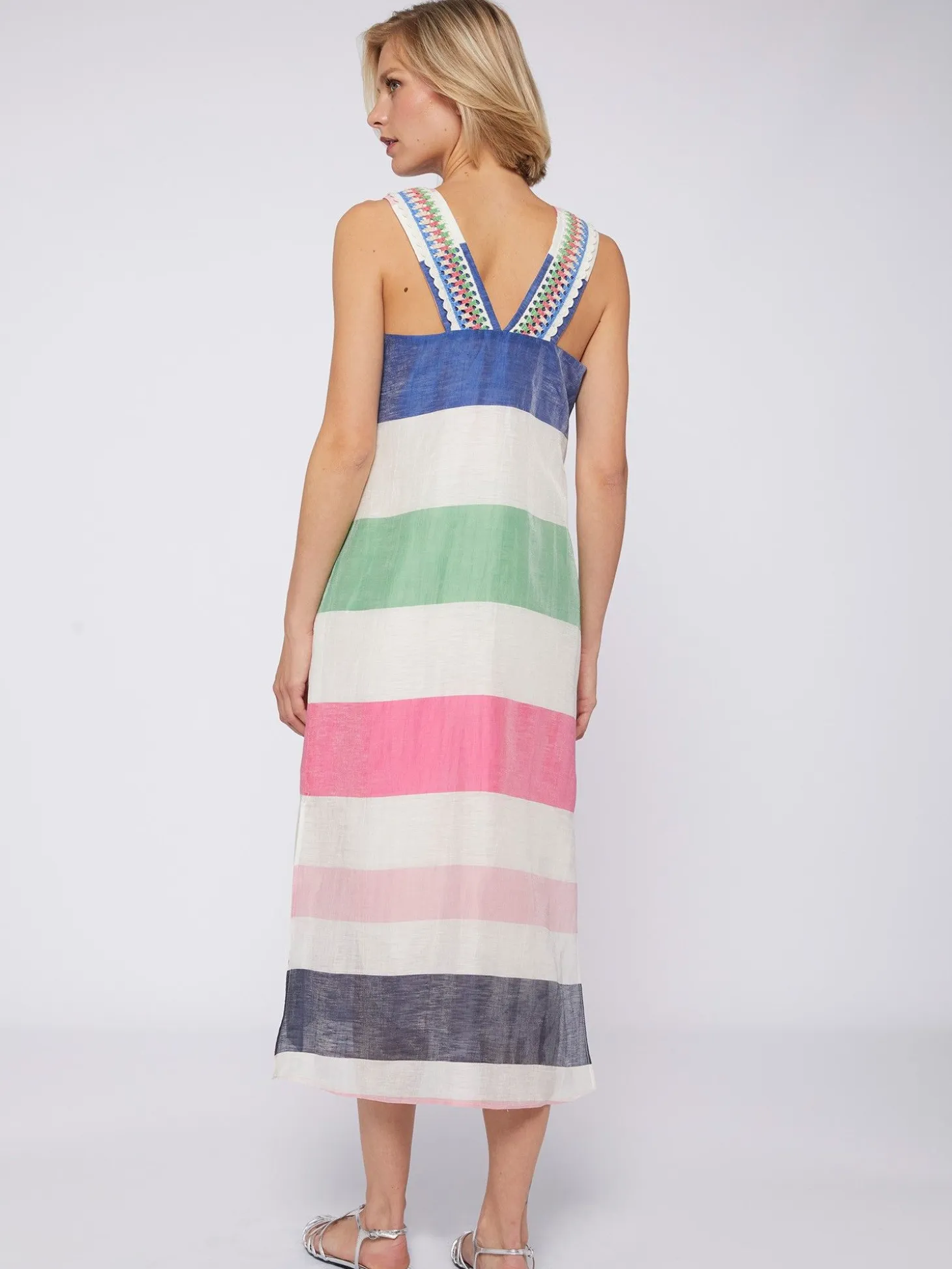 Vilagallo Vestido Tirantes Lino Maxi Rayas Flash Sale