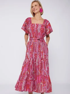 Vilagallo Vestido Volantes Paisley Rosa Sale