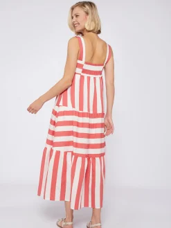 Vilagallo Vestido Volantes Rayas Coral Shop