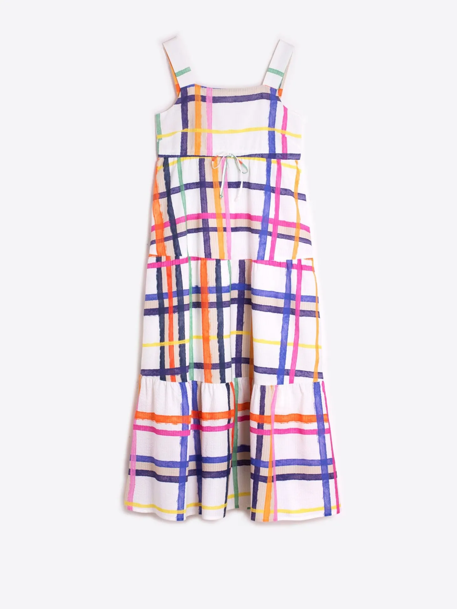 Vilagallo Vestido Volantes Seersucker Cuadros Watercolour Discount
