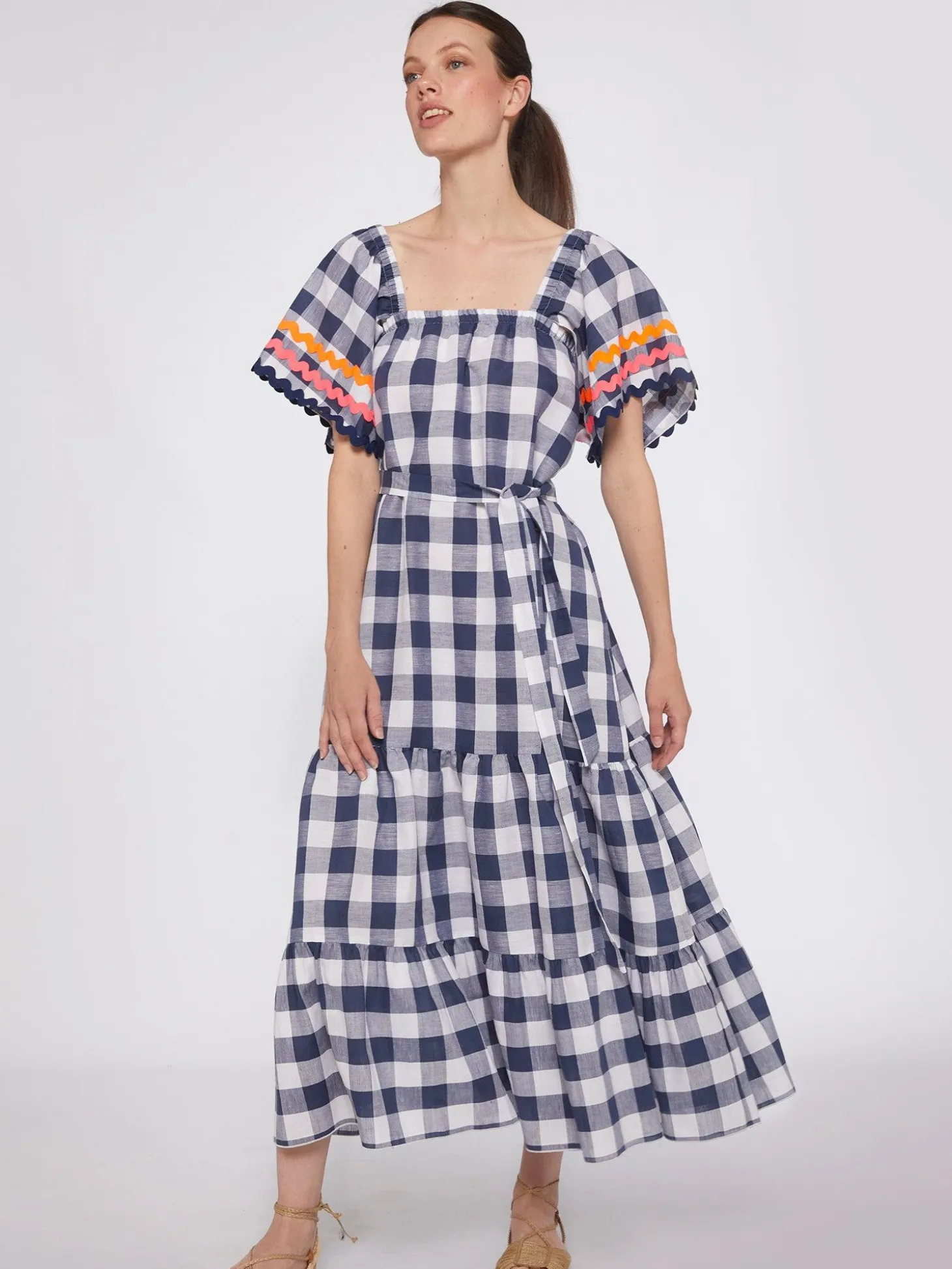 Vilagallo Vestido Volantes Vichy Navy Sale