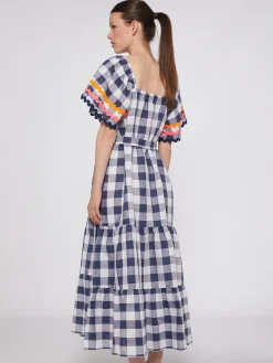 Vilagallo Vestido Volantes Vichy Navy Sale